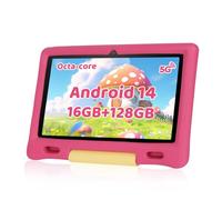 Gleeso Tablet Bambini | Android Tablet per Bambini 10 Pollici, Kids Tablet con Octa-Core | 128GB+1TB TF | Controllo Parentale | 8MP Fotocamera | WiFi 6/BT 5.3, Tablet con Custodia Protettiva - Rosa