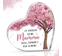 Gleevara Regalo Mamma, Regalo Compleanno Mamma - Squisito Placca Acrilica Forma di Cuore, Idee Regalo Mamma dalla Figlia Figlio, Regalo Festa della Mamma