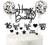 Gleevio 14 decorazioni per torta Sweet 16 per il 16° compleanno, per | Decorazione per torta glitterata per il 16° compleanno, Happy 16th Birthday, decorazione per torte e cupcake