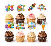 Gleevio 24 decorazioni per torte per l'inizio della scuola, colorate, per cupcake, per bambini e bambine, per l'inizio della scuola, per il primo giorno di scuola