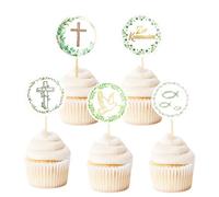 Gleevio 25 pezzi decorazione per torte comunione ragazzo ragazza cupcake topper comunione torta decorazione cupcake decorazione torta 4,5 cm muffin decorazione per la prima comunione di pesce croce