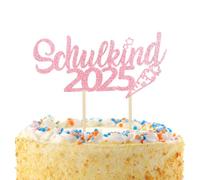 Gleevio Schulkind 2025 - Decorazione per torta con glitter, per l'inizio della scuola, per ragazze, per l'inizio della scuola, 15,5 cm