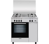 Glem Gas Cucina a gas 4 Fuochi Forno a Gas con Grill Elettrico Larghezza x Profondità 80x50 cm Classe A colore Inox - AS854GI Serie Alpha