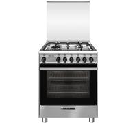 Glem Gas Cucina a Gas 4 Fuochi Forno a Gas Ventilato con Grill Larghezza x Profondità 60x60 cm Classe A colore Acciaio Inox - SA664VI