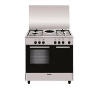 Glem AR856EI Cucina da accosto cm. 80 x 50 - inox 4 fuochi - piastra elettrica - forno elettrico - portabombola - Classe energetica: A