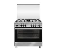 Glem Gas Cucina a Gas 5 Fuochi Forno a Gas Ventilato con Grill Larghezza x Profondità 90x60 cm con Coperchio colore Inox - SA965VI