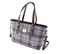 Glen Appin Esk Harris LB1006 - Borsa da viaggio in tweed, Col158 Tartan rosso e grigio, Minimal