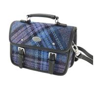 Glen Appin Harris Tweed Bervie Mini Satchel Bag con tracolla regolabile e rimovibile, 143 Tartan blu e viola