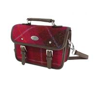 Glen Appin Harris Tweed Bervie Mini Satchel Bag con tracolla regolabile e rimovibile, Tartan rosa intenso, 7.87'' x 6.29'' x 3.14''