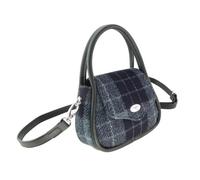 Glen Appin Harris Tweed Buchan - Mini borsetta rotonda con tracolla staccabile, Col95 Grigio/Nero, s