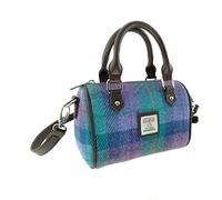 Glen Appin Harris Tweed "Kilbride" Mini Borsa da Bowling (Colore 79 Turchese a Quadri)