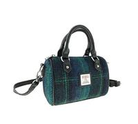 Glen Appin Harris Tweed 'Kilbride' Mini Bowling Tote Bag, Colore 119 blu/turchese a quadri, s