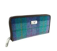 Glen Appin Harris Tweed Large Zip Purse LB2100 Staffa Colour 79 Turchese Check