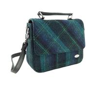 Glen Appin Harris Tweed Thurso LB1214 - Borsa a tracolla con manico superiore, Col 119 Blu/Turchese, 23cm x 24cm x 9cm