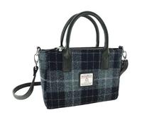 Glen Appin Harris Tweed Tote Handbag - LB1228 Brora con Stap spalla staccabile, Col 95 Grigio/Nero, m