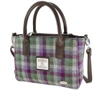 Glen Appin Harris Tweed Tote Handbag - LB1228 Brora con Stap spalla staccabile, Col133 Verde Viola A Quadri, m