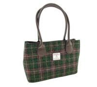 Glen Appin LB1003 Cassley, Borsa classica in tweed Harris, Verde, Small
