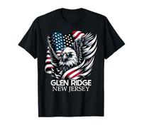 Glen Ridge New Jersey 4th Of July USA American Flag Maglietta