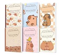 Glenmal 6 quaderni per composizione a righe larghe con capy assortiti, 110 pagine, 17,8-1,3 x 22,9-0,6 cm, diario regalo per il rientro a scuola primo giorno di scuola, studenti, insegnanti amanti del