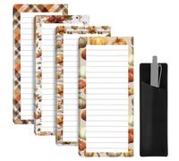 Glenmal Confezione da 4 quaderni magnetici con portapenne, lista delle cose da fare, 20 x 8,9 cm, lista della spesa autunnale, foglie d'acero, zucche, blocco note per la decorazione della casa