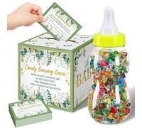 Glenmal Set regalo per baby shower, 52 pezzi, biberon grande per doccia, gioco indovina quante caramelle decorazioni per rivelare il genere (foglia)