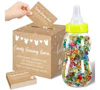 Glenmal Set regalo per baby shower, 52 pezzi, grande biberon per doccia, gioco indovina quante caramelle decorazioni per rivelare il genere (Kraft)
