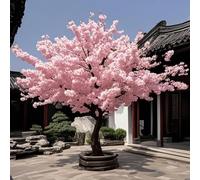 Glenmi Albero di ciliegio Artificiale con chioma fiorita - Perfetto for spazi Commerciali Come Bar o Hotel, Non Richiede Manutenzione(1.8mx1.8m)