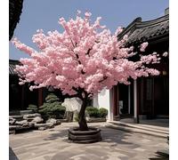 Glenmi Albero di ciliegio Artificiale con grappoli di Fiori Rosa, Ideale for Tutto L'Anno, Che Non Richiede Manutenzione, splendido centrotavola for Qualsiasi Stanza o Bar.(1.8mx1.5m)