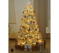 Glenmi Albero di Natale artificiale con punte realistiche in PE e PVC, forma rustica in stile bosco, rami incernierati, supporto in metallo verde for una facile esposizione(2.1m)