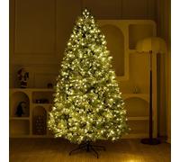 Glenmi Albero di Natale artificiale in abete rosso floccato - Punte realistiche, supporto in metallo stabile con accessori for l'albero, facile da montare for la casa, decorazione for ufficio(2.1m)