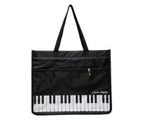 Glenmi Borsa a tracolla con note musicali for pianoforte - Borsa a tracolla in nylon impermeabile con tema musicale - Borsa della spesa riutilizzabile multiuso(C)