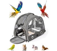 Glenmi Borsa for il trasporto degli uccelli - Trasportino in tessuto Oxford, recinto for uccelli | Recinto for animali ventilato e trasparente, recinto for parrocchetti con supporto(grigio)