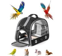 Glenmi Borsa for il trasporto degli uccelli - Trasportino in tessuto Oxford, recinto for uccelli | Recinto for animali ventilato e trasparente, recinto for parrocchetti con supporto(Black)