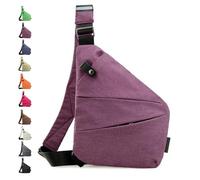 Glenmi Borse flessibili personali, borsa a tracolla antifurto sottile e sicura, borse a tracolla casual impermeabili for l'uso quotidiano, for uscire, in città, antifurto, vita(Purple,Left)
