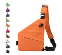 Glenmi Borse flessibili personali, borsa a tracolla antifurto sottile e sicura, borse a tracolla casual impermeabili for l'uso quotidiano, for uscire, in città, antifurto, vita(Orange,Left)