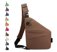 Glenmi Borse flessibili personali, borsa a tracolla antifurto sottile e sicura, borse a tracolla casual impermeabili for l'uso quotidiano, for uscire, in città, antifurto, vita(Coffee,Right)