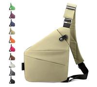 Glenmi Borse flessibili personali, borsa a tracolla antifurto sottile e sicura, borse a tracolla casual impermeabili for l'uso quotidiano, for uscire, in città, antifurto, vita(Khaki,Right)