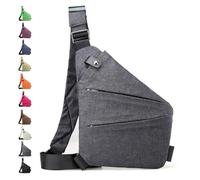 Glenmi Borse flessibili personali, borsa a tracolla antifurto sottile e sicura, borse a tracolla casual impermeabili for l'uso quotidiano, for uscire, in città, antifurto, vita(grigio,Left)