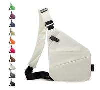 Glenmi Borse flessibili personali, borsa a tracolla antifurto sottile e sicura, borse a tracolla casual impermeabili for l'uso quotidiano, for uscire, in città, antifurto, vita(White,Right)