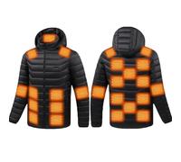 Glenmi Giacca riscaldata da uomo, giacca riscaldante con cappuccio, temperatura regolabile, cappotto invernale caldo for campeggio, escursionismo, golf(Black-31,5XL)