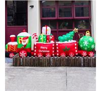 Glenmi Gonfiabili Natalizi, Babbo Natale Che Guida Il Treno, Materiale in Poliestere 210D, Facile da Montare, Decorazioni gonfiabili da Giardino for Feste Natalizie da Interno/Esterno(Green)