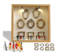 Glenmi Mini scatola da museo fai da te con silhouette di luce, set di cornici for ombrelli con mini cornici for foto dorate e figurine, display di memoria creativa for matrimoni, anniversari(Wood)