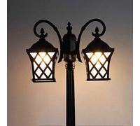 GLETSF 2 luci Lampione Stradale Vintage Impermeabile per Esterni Lampada da palo Alto Lanterna in Vetro retrò Europea Cortile Patio Balcone Lampada da Strada Colonna in allumini,Bronze-200cm
