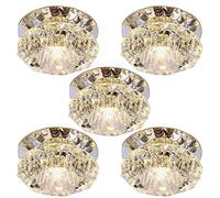 GLETSF 5 Pezzi Faretto LED in Cristallo 3W/5W Faretto Rotondo in Cristallo, Plafoniera Moderna in Cristallo da 4" per Corridoio, Atrio, Cucina, Ingresso Dimensioni di Taglio: 50-90 MmWhite Light-5W