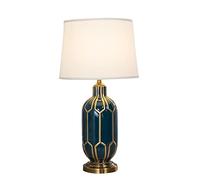 GLETSF American Modern Ceramic Table Lamps, LED Bedside Lamps in Copper And Fabric, 25.59 High Table Lamp for Bedroom, Living Room, Study Room, Office