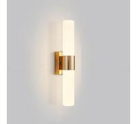 GLETSF Applique da Parete in Vetro lattimo Nera Stile Rustico Moderno di metà secolo, Lampada da Parete per Bagno, Lampada da Parete a Tubo Lungo in Vetro Bianco per Camera da Letto,Gold