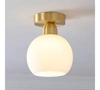 GLETSF Boutique Decoration Ceiling Light with Glass Shade, 1-Light Ceiling Lamp Gold Flush Mount Pendant Light Fixture, Creative Copper Chandelier Lighting for Porch Stairway old-D
