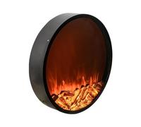 GLETSF Caminetto Decorativo, Camino Elettrico Rotondo da 23,6", da Incasso E da Parete, Inserti con Telecomando, Fiamma LED Regolabile