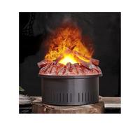 GLETSF Caminetto Decorativo Rotondo da 17,7" con Telecomando, Inserto Elettrico Decorativo A Carbone con Simulazione di Fiamma 3D