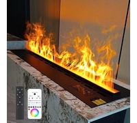 GLETSF Camino A Vapore Acqueo 3D con Telecomando, Touch Screen E Umidificatore, Riempimento Automatico dell'Acqua, Fiamma Atomizzata Realistica, Design da Incasso-120cm/47.24inch